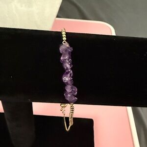 Elegant Handmade Amethyst and Gold adjustable bracelet